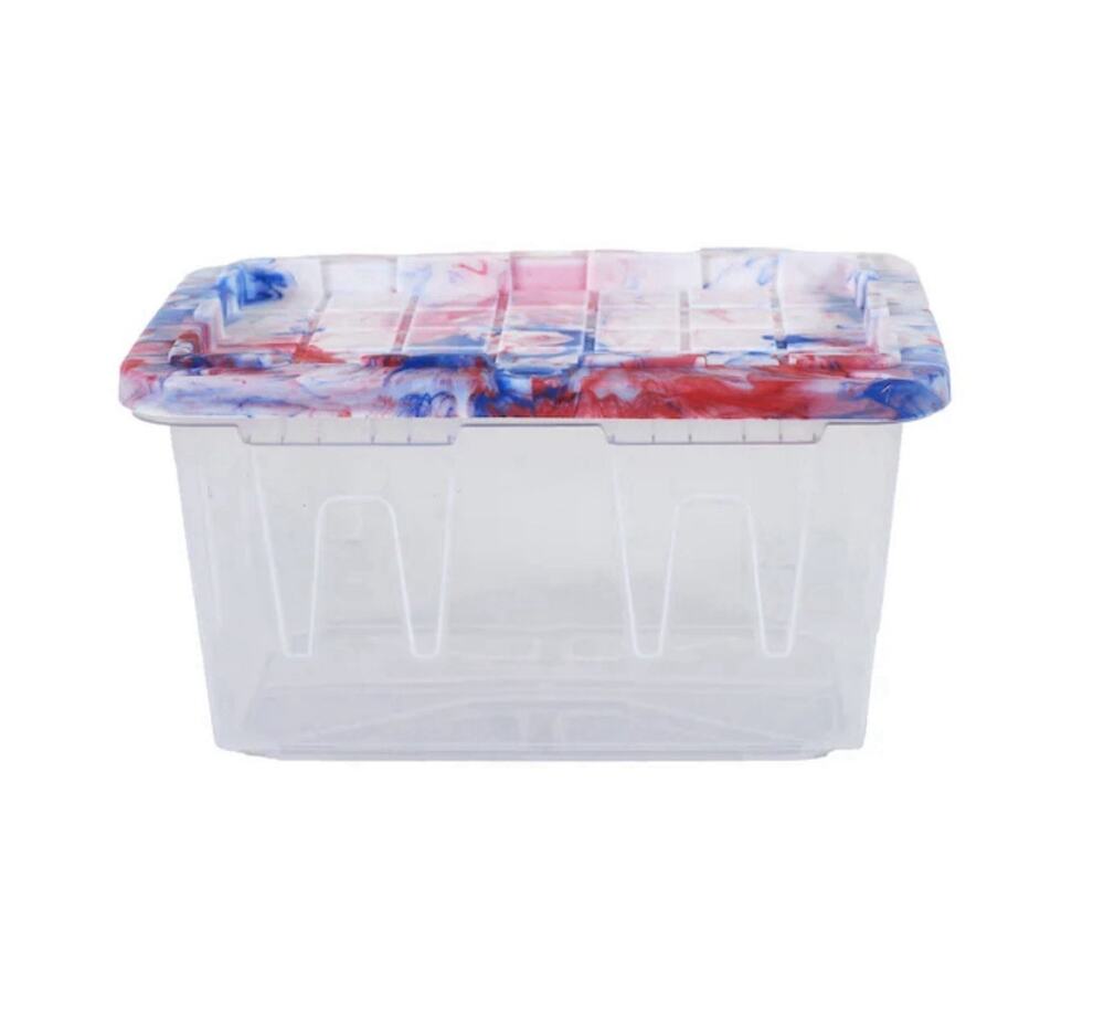 Lowe's Teeny Tote MINI Clear Plastic Totes with Tye Dye Lids Storage X Small NEW